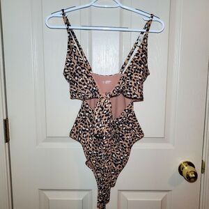 NWT Aerie Wrap Full Coverage One Piece Leopard Print Swimsuit Size S